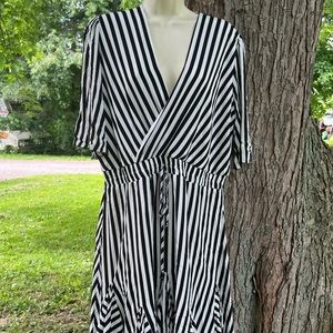 NWT Pretty Garden black and white striped dress XL